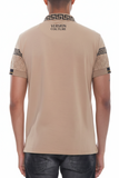 Khaki Print Polo Button Down Shirt