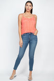 Coral Lace V-neck Cami Top