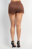Blue Side Tie Suede Mini Skort