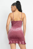 Dark Rose Velvet Cowl Neck Ruched Dress