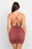 Dark Rust Cross Strap Back Dress