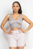 Dusty Blue Ruched Floral Tank Top