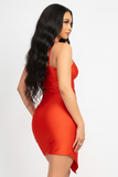 Red Orange Ruffled Dress