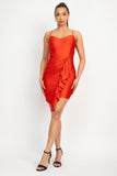 Red Orange Ruffled Dress