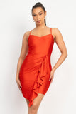Red Orange Ruffled Dress