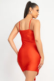 Red Orange Ruffled Dress