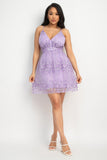 Lavender Floral Lace Cross Back Dress