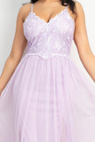 Lavender Lace Overlay Embroidered Maxi Dress