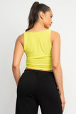 Peach Coral Cowl Neck Sleeveless Crop Top