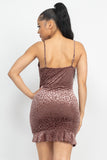 Dark Mocha Velvet Cowl Neck Ruched Dress