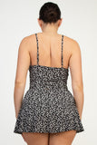 Black Cowl Neck Shirred Floral Top