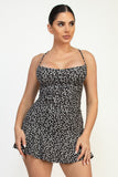 Black Cowl Neck Shirred Floral Top