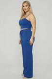 Plus Bustier Crop Cami Top & Pocket Straight Pants
