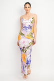 Blush/Lavender Cowl Neck Slit Cami Maxi Dress