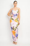 Blush/Lavender Cowl Neck Slit Cami Maxi Dress