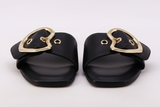 Buckle Strap Slide Flat Sandals
