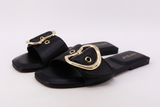 Buckle Strap Slide Flat Sandals