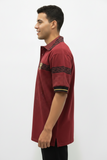 Burgandy Print Polo Button Down Shirt