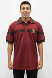 Burgandy Print Polo Button Down Shirt