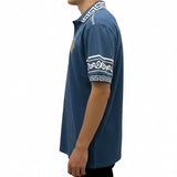 Blue Print Polo Button Down Shirt