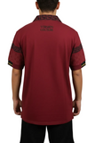 Burgandy Print Polo Button Down Shirt