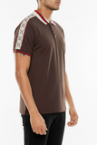 Brown Print Polo Button Down Shirt