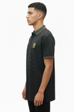 Black Print Polo Button Down Shirt