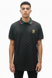 Black Print Polo Button Down Shirt