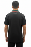 Black Print Polo Button Down Shirt
