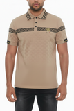Khaki Print Polo Button Down Shirt