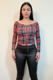 Burgundy Plaid Crop Top
