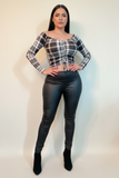 White Plaid Crop Top