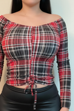 Burgundy Plaid Crop Top