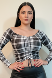 White Plaid Crop Top