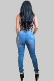 Denim Patches Leopard Jeans