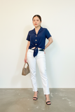 Button Front Top with Tie-Knot