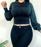Black Puff Sleeve Top