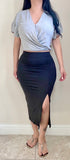 Black High Waist Slit Midi Skirt
