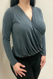Black Long Sleeve V-Neck Top