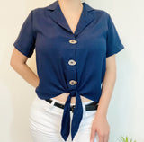 Button Front Top with Tie-Knot