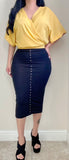 Black Snap Tape Midi Skirt
