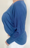 Navy V-Neck Hem Detail Top
