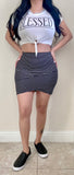 Front Cross Mini Skirt- Black/Soft White